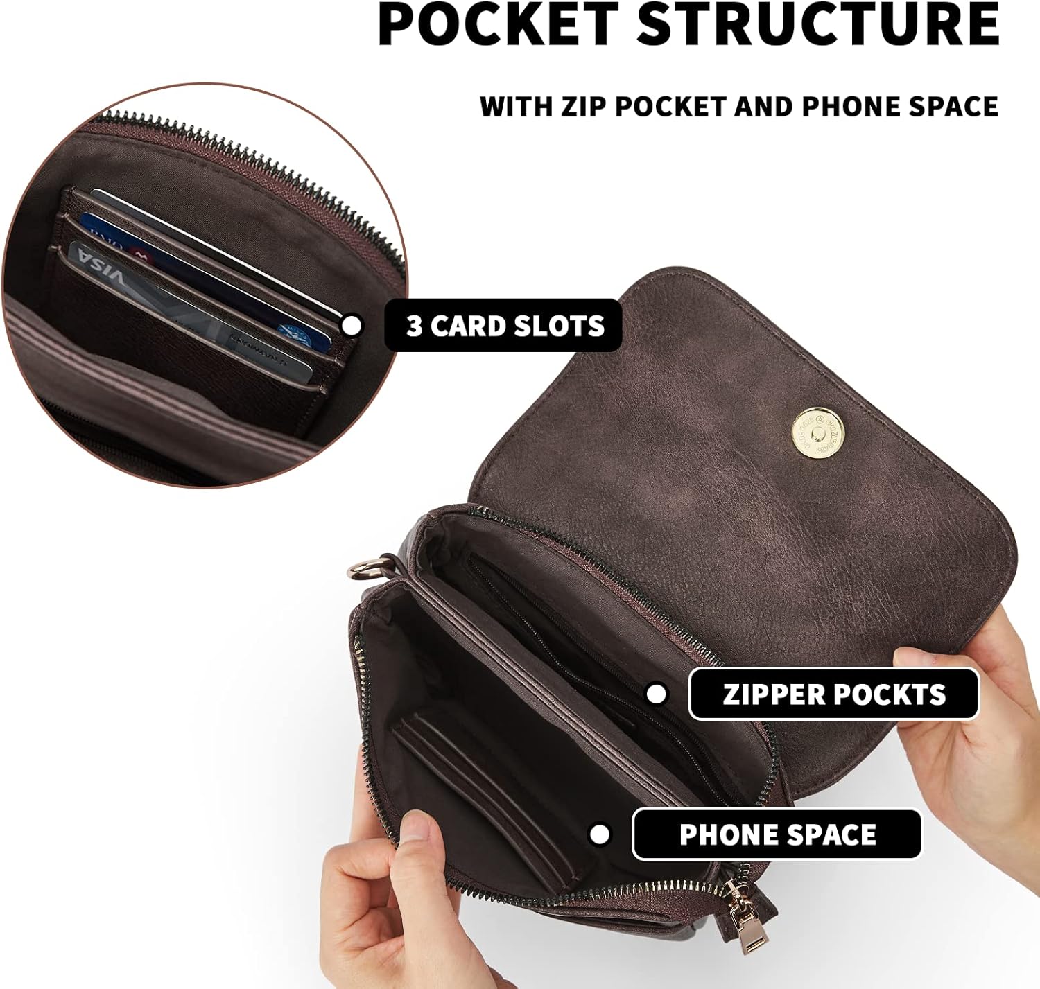 CHOLISS Small Crossbody Bags for Women, Vegan Leather Cell Phone Purse, Mini Travel Purse with Adjustable Strap Womens Gifts - Image 4