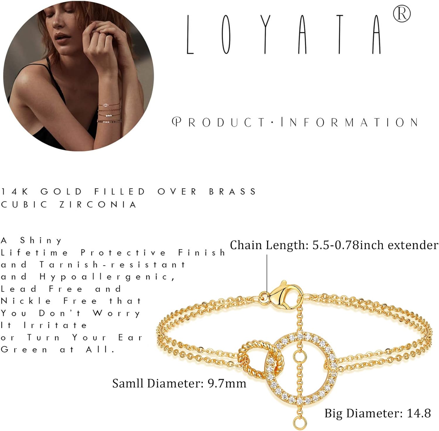 LOYATA Gold Bracelet Gold 14K Gold Filled Dainty Chain Simple Jewelry Gift for Women - Image 6