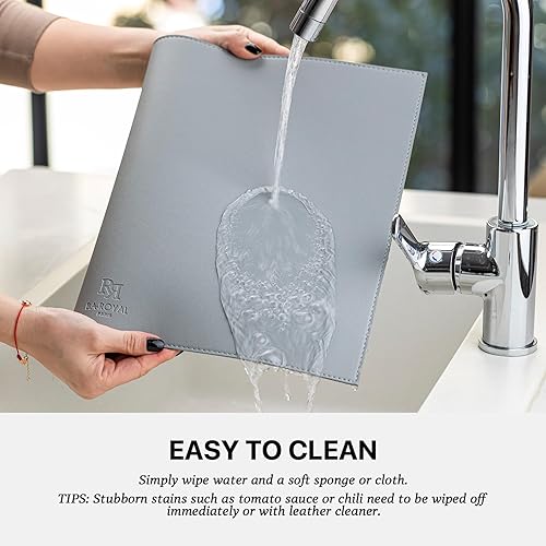 Miniatura 4 de Juego de 4 manteles individuales de cuero sintético, lavables, lavables, para cocina, mesa de comedor, resistentes al calor, impermeables, modernos