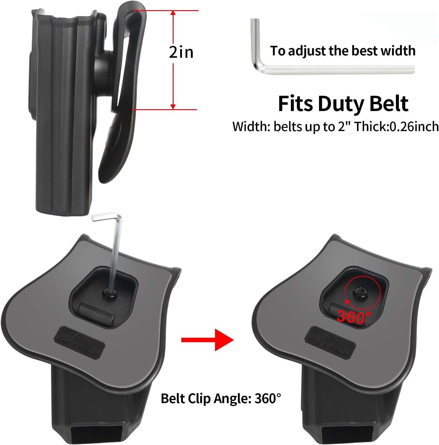 OWB Holster Compatible with Glock 19 Holster 23 32 Gen 1-5 Holster, Index Finger Release, Tactical Durable Polymer Outside The Waistband Paddle Holsters, Right Hand