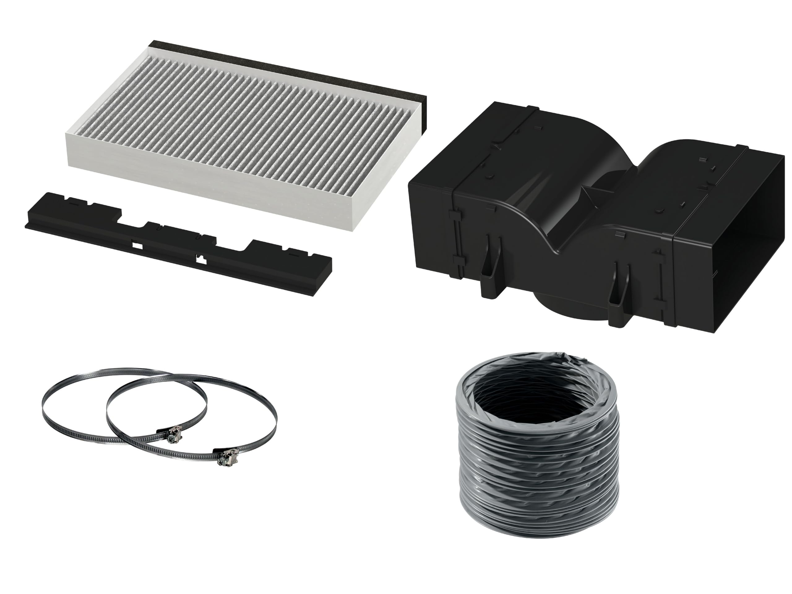 NEFF Z52CBI2X4, Clean Air Standard Umluftset für Inselessen, bestehend aus Aktivkohlefilter, Deflektor, flexiblem Schlauch 15 cm Durchmesser, 80 cm lang mit 2 Schlauchschellen, Made in Germany