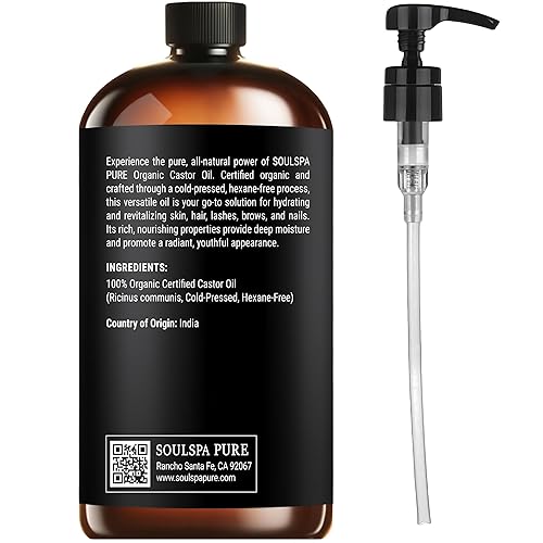 Miniatura 9 de Aceite de ricino orgánico para cabello, cuero cabelludo, piel, cara y pestañas Certificado USDA Aceite de ricino 100% puro orgánico prensado en