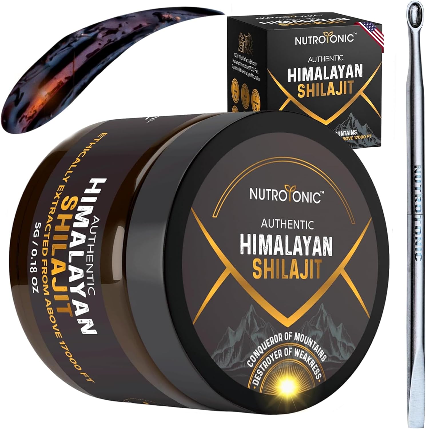 NutroTonic® Authentic Himalayan Shilajit | Most Potent 60 Days Sundried 40X Nano Filtered Pure Himalayan Shilajit Resin | Ethically Wild Crafted +17000 FT | Premium Quality Guaranteed - 30 Servings