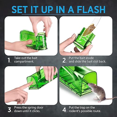 Miniatura 3 de Trazon Trampas para ratones humanas que atrapan y liberan que funcionan, trampas para ratones vivos que no matan, trampas reutilizables para ratones