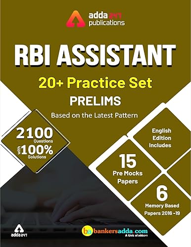20+ RBI Assistant Prelims Mock Papers Practice Book English Medium by Adda247 Publications