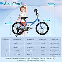 Vista 7 de Olakids Bicicleta Infantil, 12 14 16 18 Pulgadas, Bicicleta Temática de Coches de Carreras para Niños Pequeñitos con Ruedas de Entrenamiento, Azul