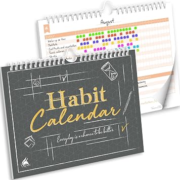 Clever Fox Habit Tracker Calendar Inspirational Goal Tracker and Habit Calendar for Atomic Habits Colorful Habit & Goal Planner Journal to Boost Productivity 24 Months, 10 x 8 Black