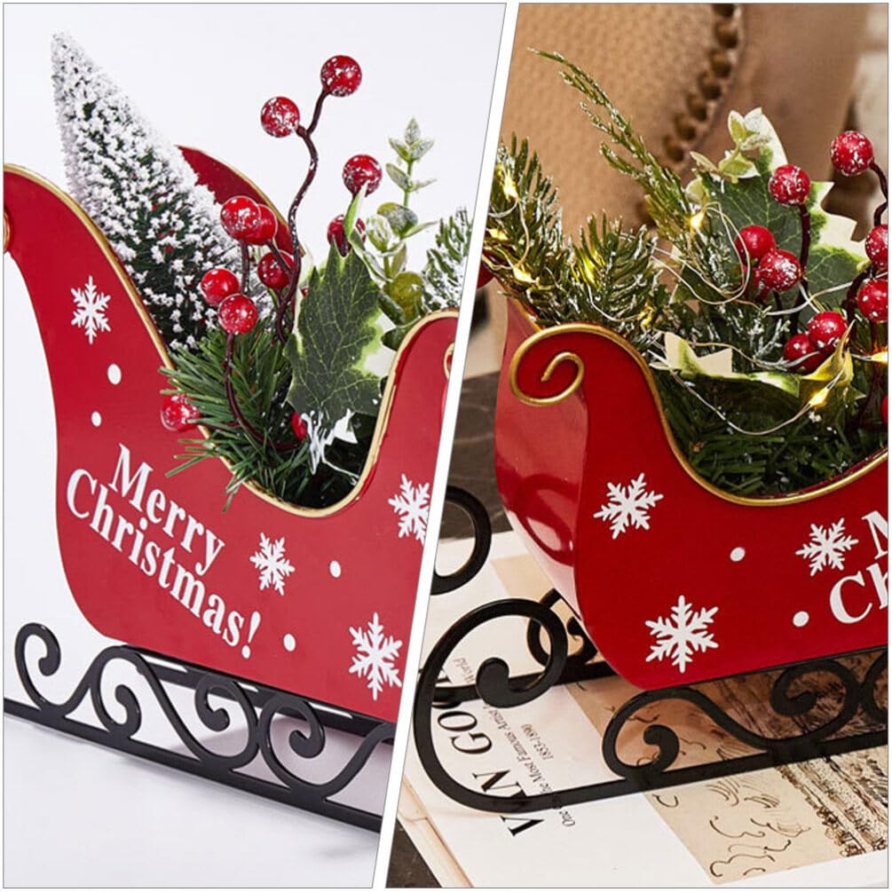 ifundom Trineo Navideño De Hierro Forjado para Decoración De Escritorio Adorno Navideño Encantador para Mesa para Decoración Navideña De Hogar