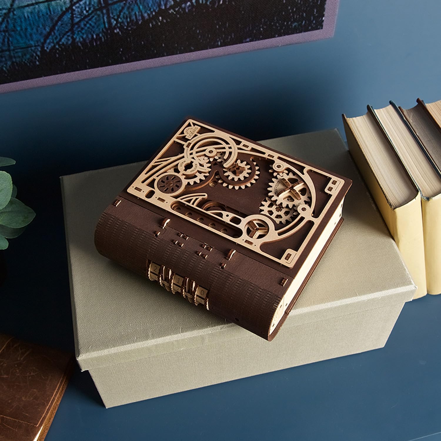UGEARS Holzmodellbausätze zum Zusammenbauen – Buch der Geheimnisse 3D Holzpuzzles für Erwachsene mit Steampunk-Kombinationsschloss – Mechanische Puzzlebücher für Erwachsene 263 Teile