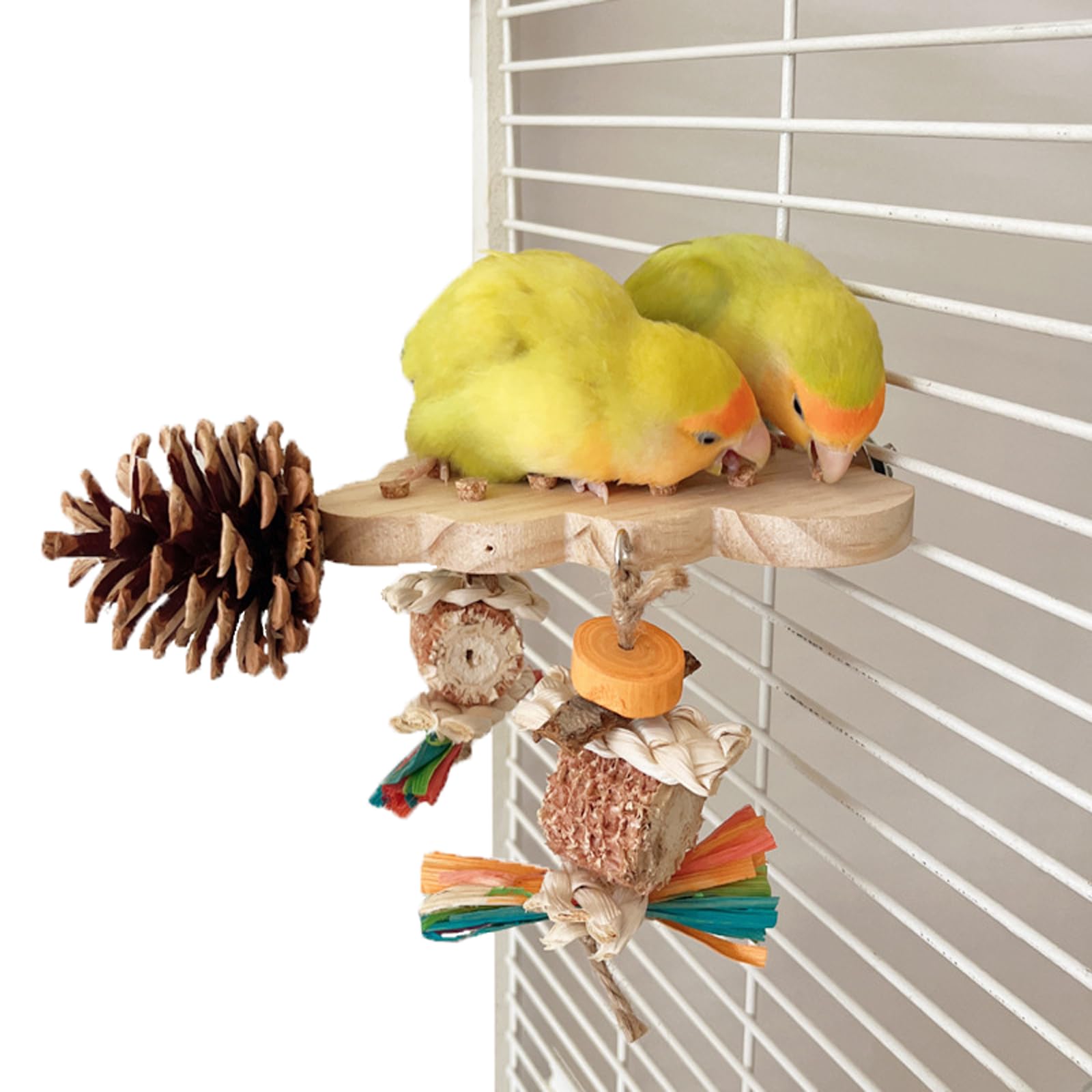 Parrot Toys, Parrot Wooden Toys Long Tailed Bird Toys with Pure Natural Corn Sticks and Pure Natural Pine Cones, Fun Bird Cage Accessories - image 8