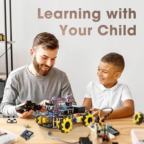 Miniatura 7 de Kit de robot, robótica para niños de 8 a 12 años, juguetes STEM para niños con control remoto y aplicación, compatible con Arduino y arañazos, kits