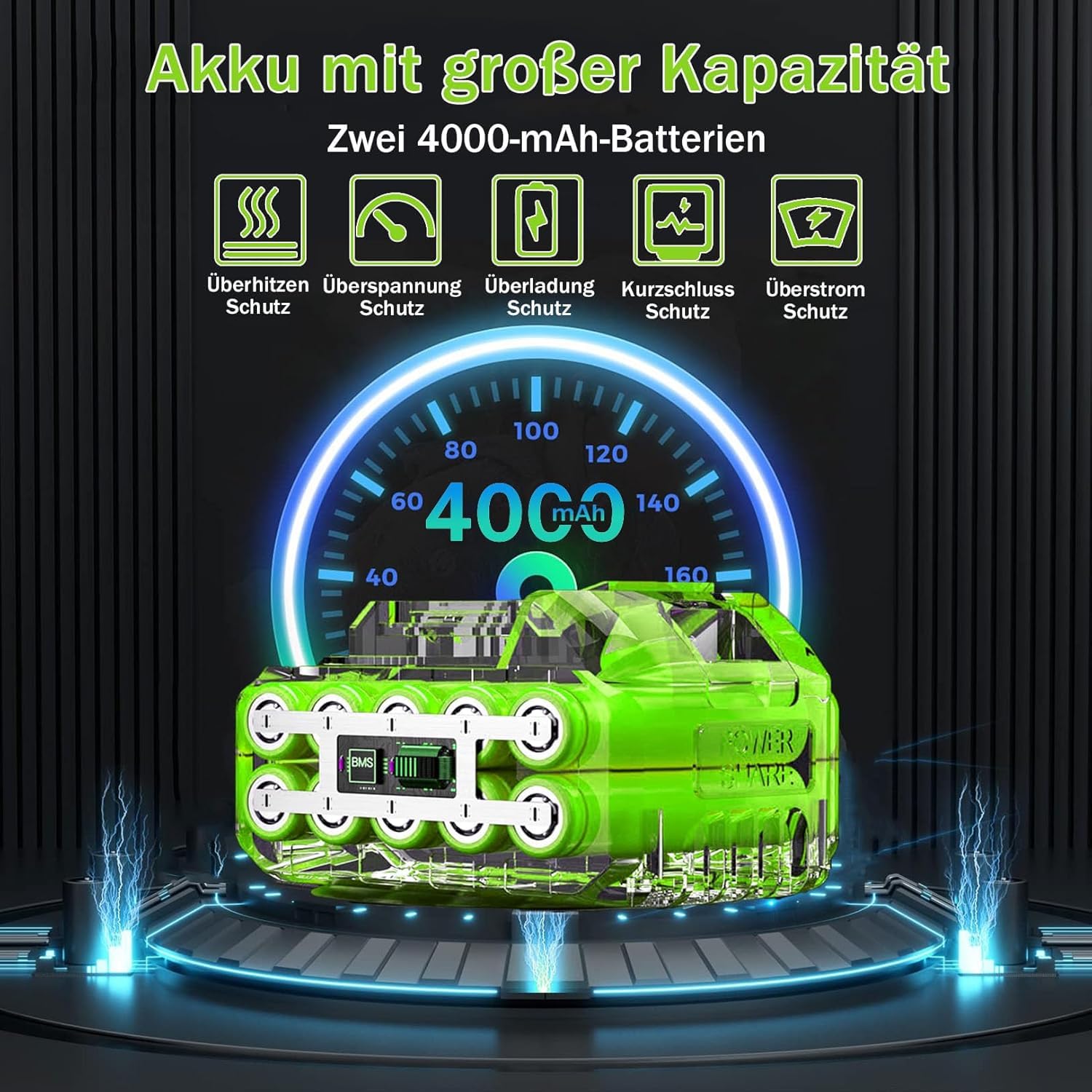 Akku-Rasentrimmer 21V 4.0Ah Elektrischer Trimmer Garten-Unkraut-Trimmer Kantenfräser 3 Klingen