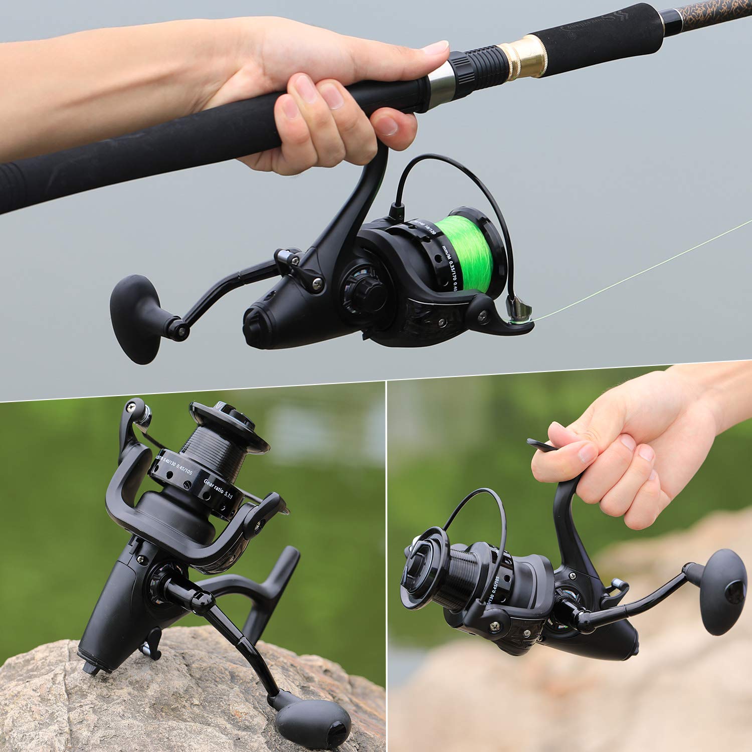 Sougayilang Kołowrotek karpiowy ultra gładki mocny kołowrotek spinningowy 28 funtów moc ciągnięcia 12 + 1 BB metalowe kołowrotki spinningowe do łowienia ryb słonych i słodkowodnych