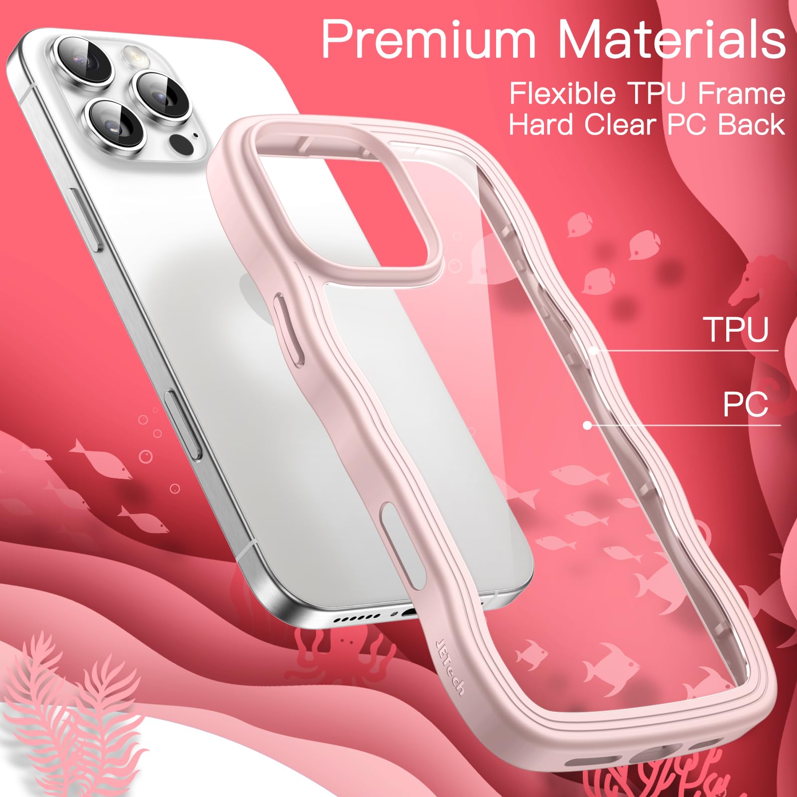 Amazon.com: JETech Wavy Case for iPhone 16 Pro Max 6.9-Inch, Cute