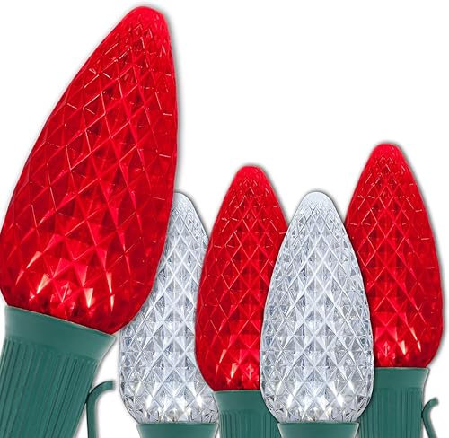 Miniatura 25 de Wintergreen Lighting 25 C9 OptiCore LED Luces Comerciales de Navidad para Exteriores – Luces de Cadena de Navidad de Servicio Pesado; Cable Verde