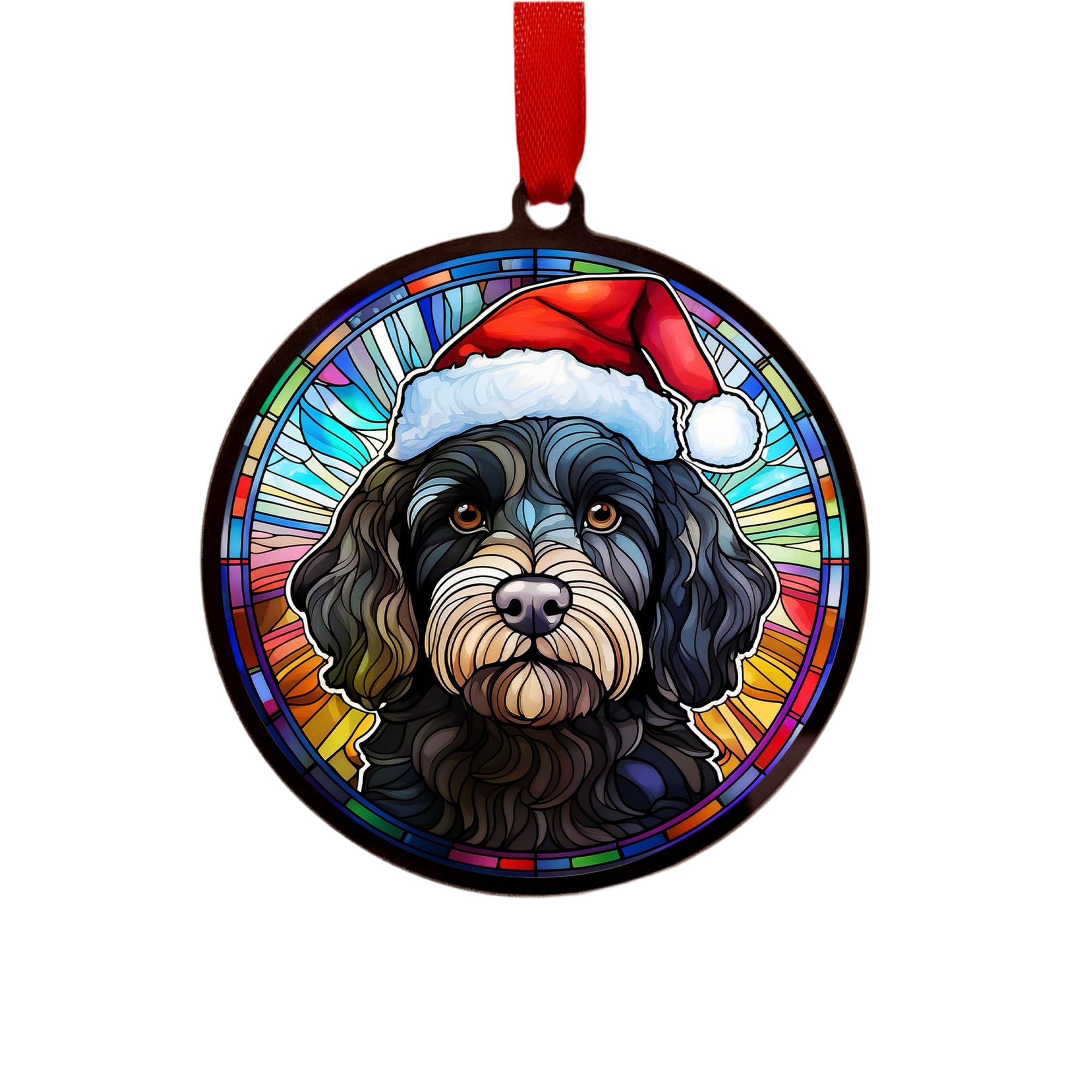 Cavapoo Suncatcher Decoration Santa Hat Christmas