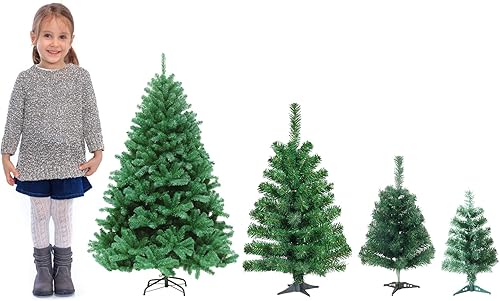 Miniatura 6 de Ochine Árbol de Navidad artificial, abeto verde, decoración de Navidad de mesa, soporte de metal, fácil montaje