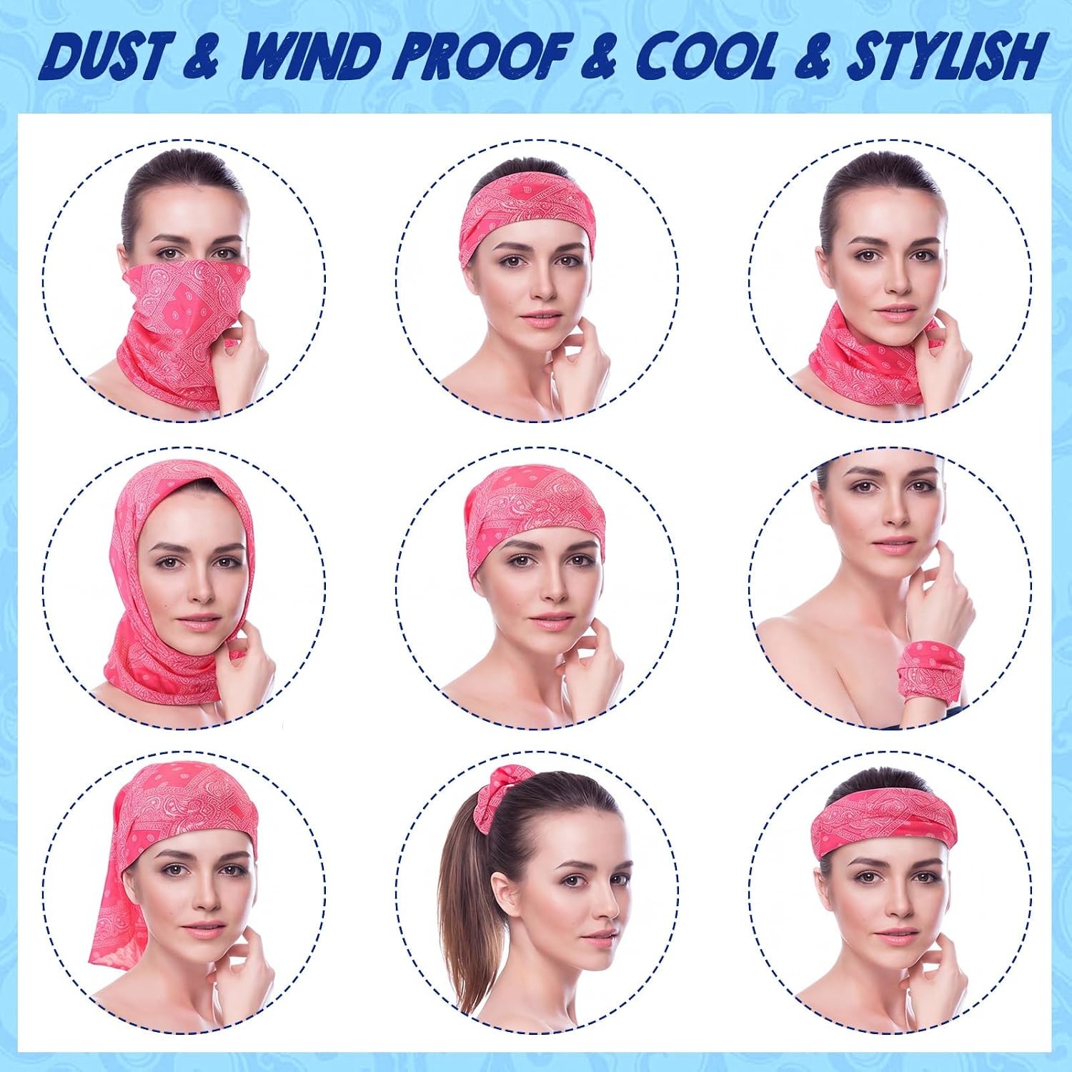 Didaey 60 Pcs Neck Gaiter Bulk for Men Women Balaclava Face Mask Coverings Seamless Headwear Bandana UV Protection Neck Scarf
