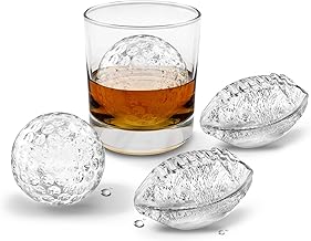 Tovolo Sports Ball Ice Molds (Set of 4) - Football (2) & Golf (2)/Slow-Melting, Leak-Free, Reusable, & BPA-Free/Great for Whiskey, Cocktails, Coffee, Soda, Fun Drinks, and Gifts