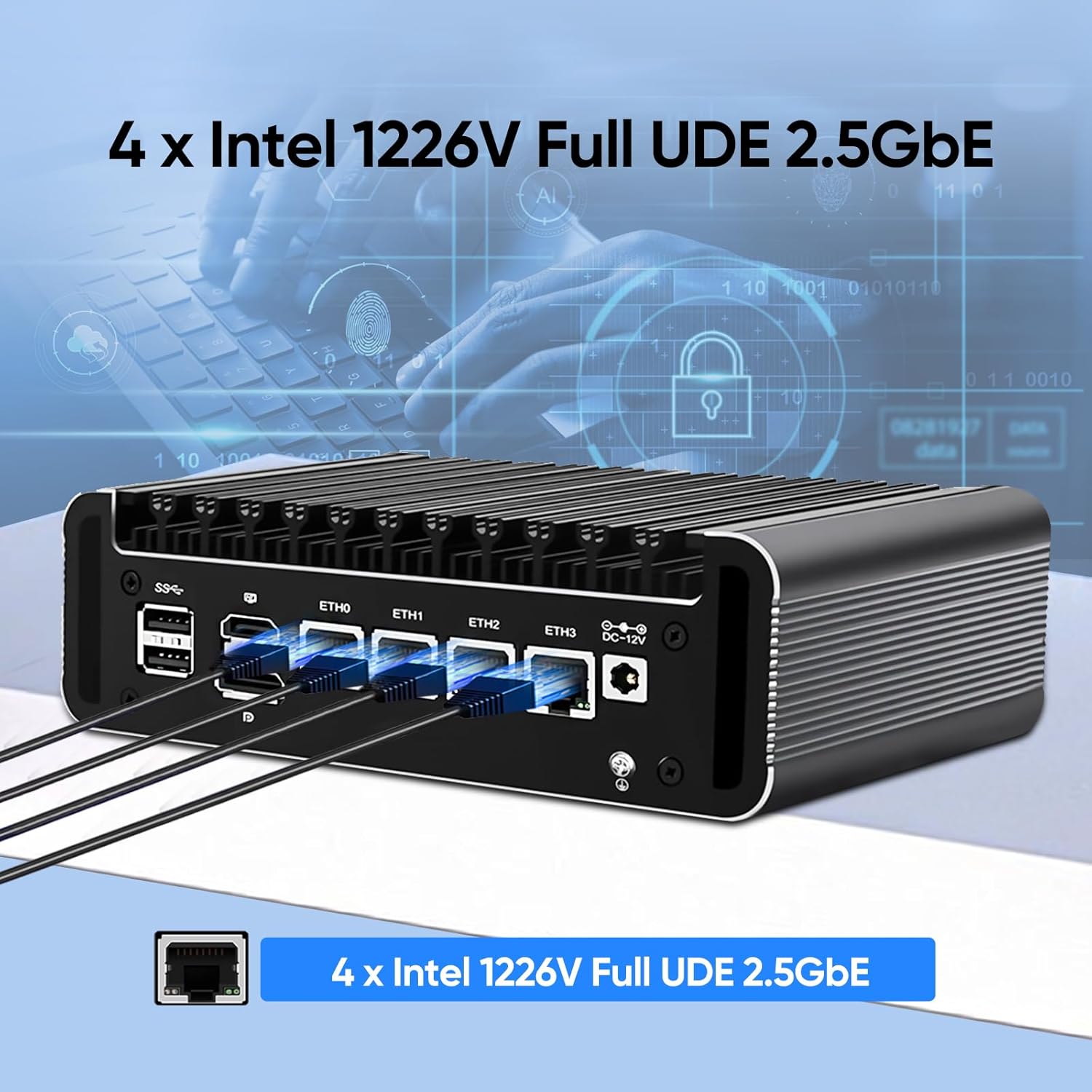 Micro Firewall Appliance/Mini PC -N150 (Upgraded N100, 4C/4T), 4X 2.5GbE i226-V, AES-NI, 8 USB, HDMI2.1, DP1.4, Dual Display, VPN Router, 32GB RAM 512GB SSD - Image 7