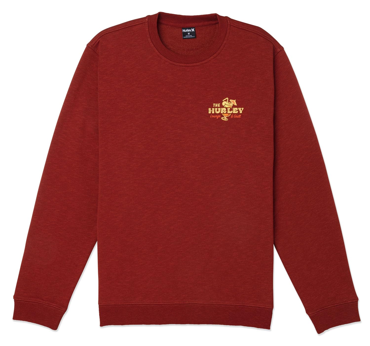Hurley Lounge Slub Fleece Crew Sweatshirt Men, Brickyard, L