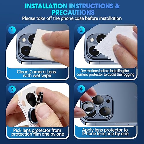 Miniatura 100 de Xfilm Protector de lente de cámara Bling para iPhone 14 Pro/14 Pro Max, dureza 9H a prueba de rayones, protector de anillo individual de metal