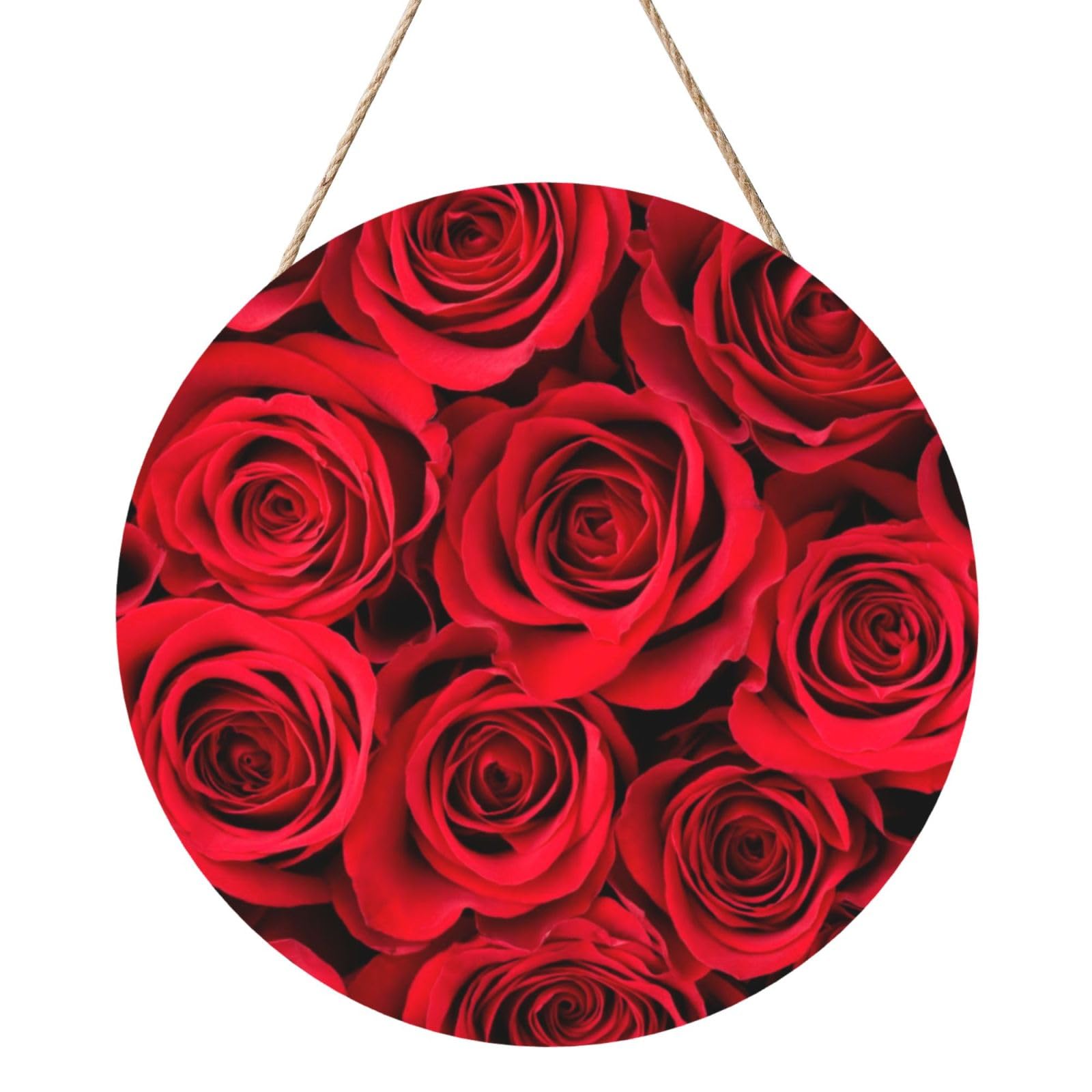 Rose Red, Round Wood Panel Painting 12 in, Wall Hanging Painting For Home