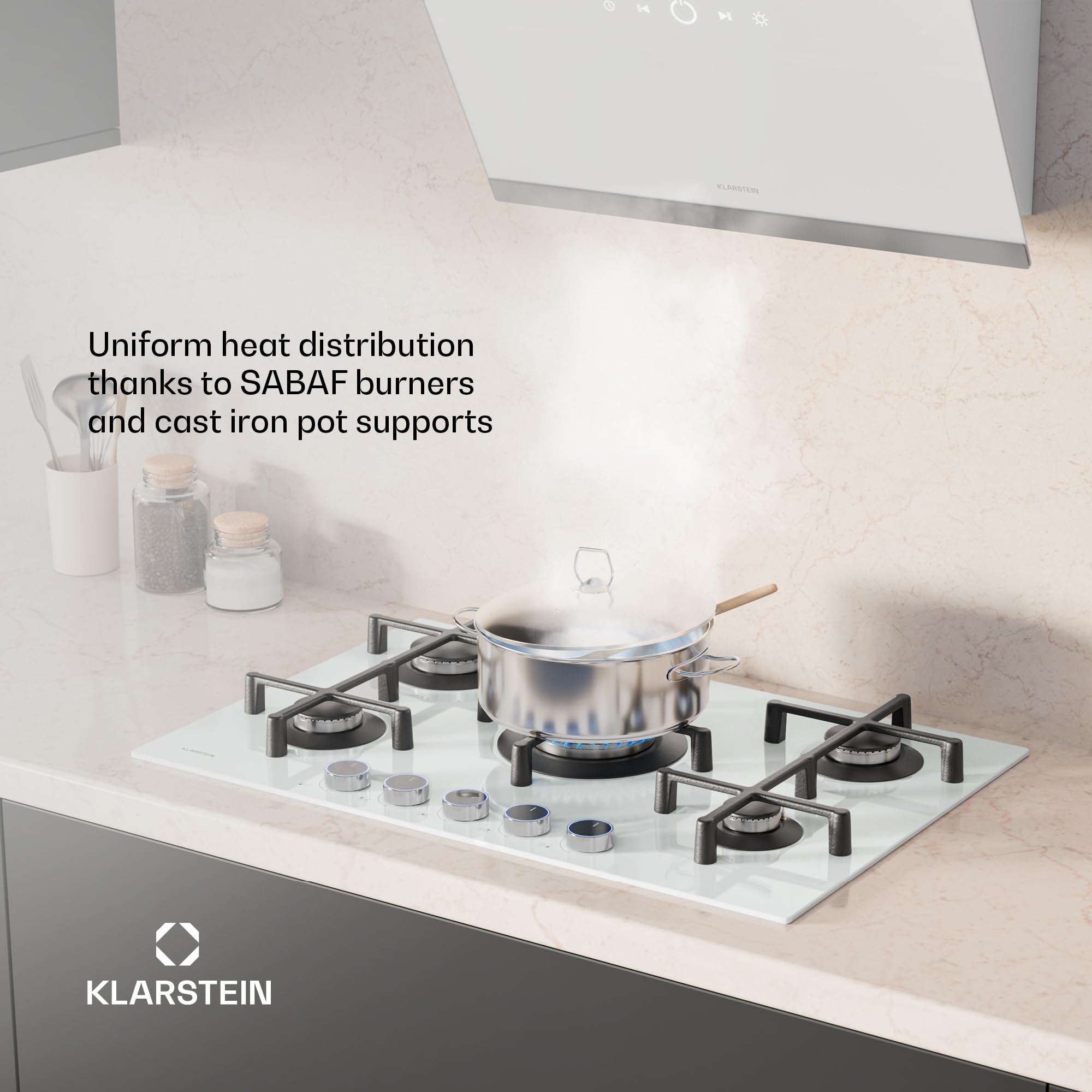 Klarstein 5-palnikowa kuchenka gazowa, 11,5 kW kuchenka gazowa do zabudowy, kuchenka gazowa ze stali nierdzewnej do kampera, 5-palnikowa kuchenka gazowa, pięciopalnikowa kuchenka gazowa, nowoczesna