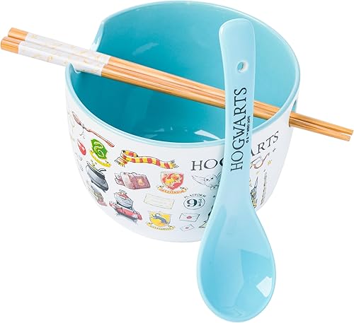 Miniatura 84 de Silver Buffalo - Cuenco con palillos para arroz, fideos o ramen, de cerámica, modelo Hogwarts Railways con escudo, de Harry Potter, apto