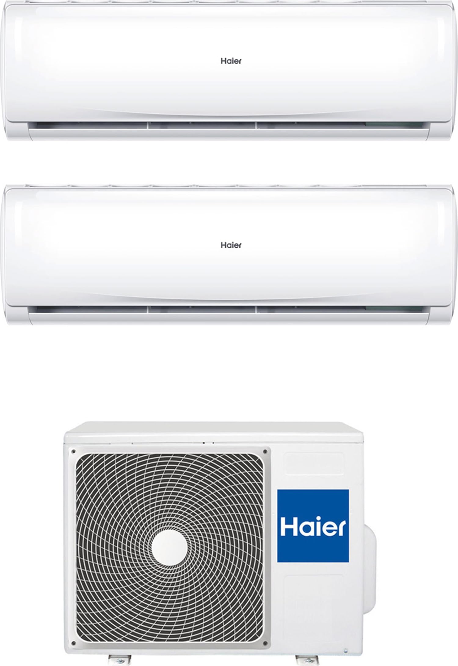 Haier HAS09TABIN + HAS09TABIN + H2U14TAAOUT Trendy, Climatizzatore dual split, 9000 + 9000 btu, Classe energetica A++/A+