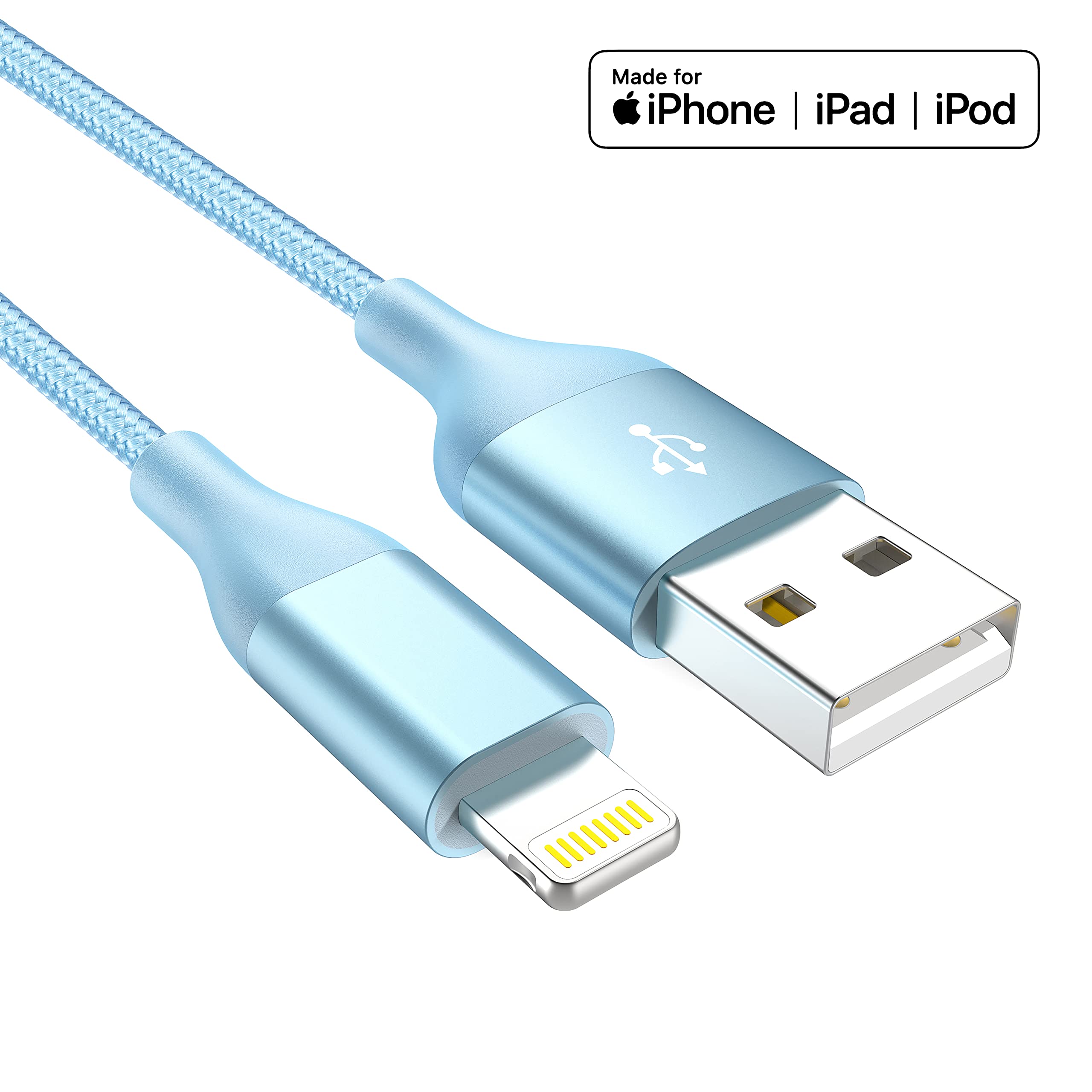 Paquete de 4 cables lightning de 6 pies en 4 colores para carga de iPhone, cable USB de nailon trenzado con certificación MFi para iPhone 13 12 11Pro MAX Xs XR X 8 7 6S 6 Plus SE 5S 5C, iPod y iPad 8
