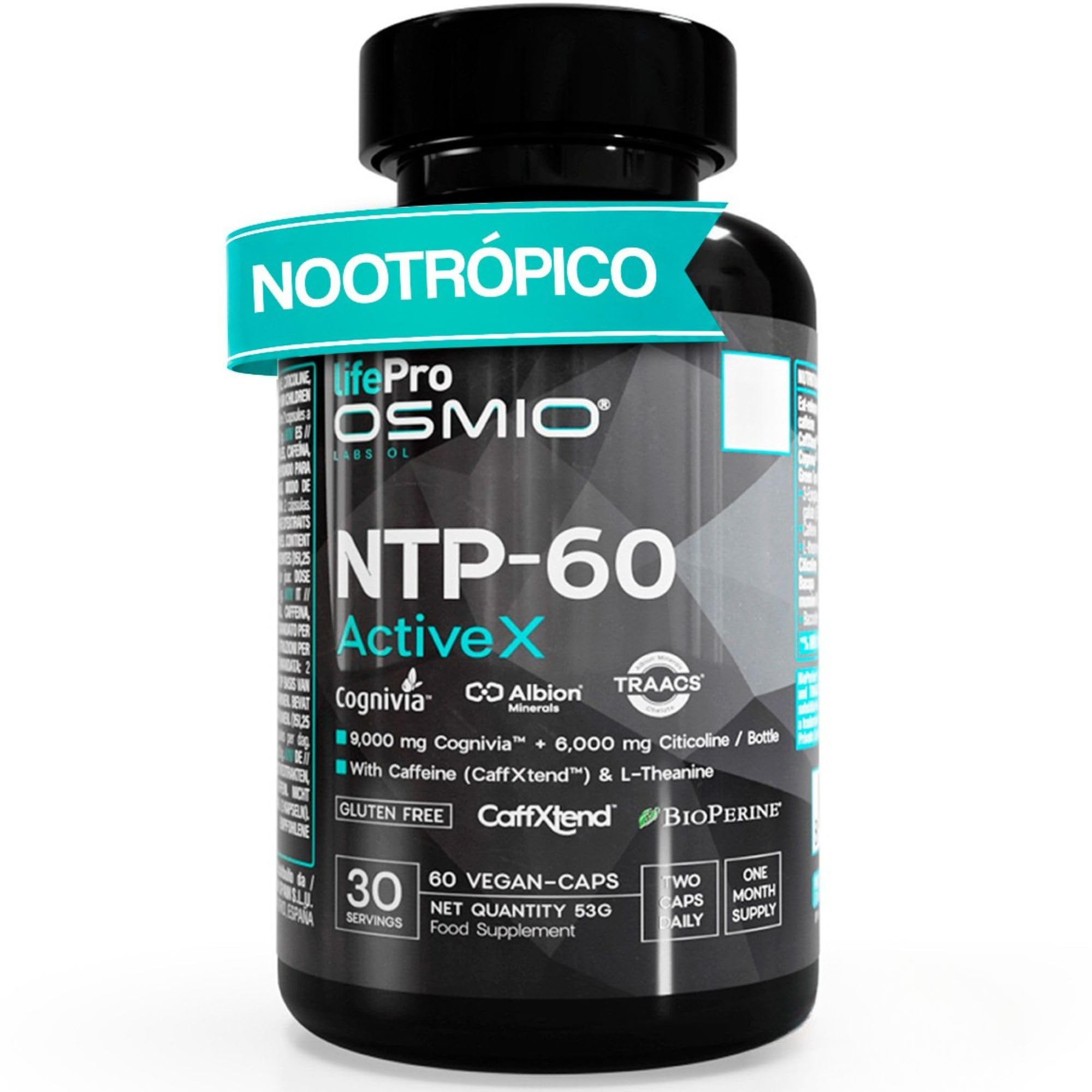 Lifepro Nootropikum mit natürlichem Koffein für anhaltende Energie und Wachheit mit Cognivia™, Ginseng, Bacopa, Ginkgo, Grüntee, Löwenmähne, Vitamin B6/B12, Zink und BioPerine