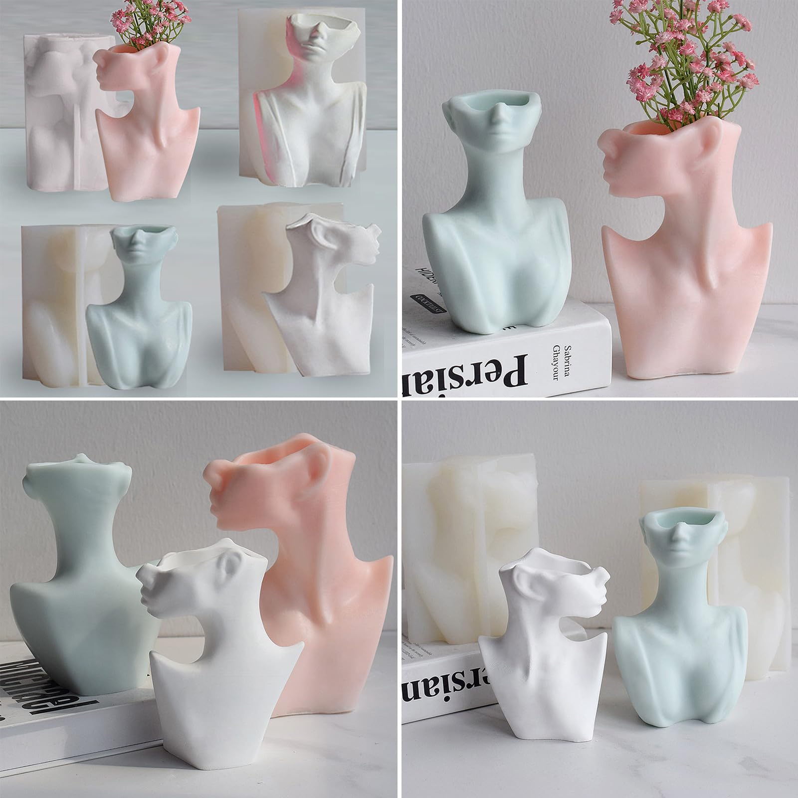 Molde de silicona para hornear de chocolate, diseño de flores 3D, para manualidades, jabón reutilizable, suministros de yeso, hogar, retrato abstracto, forma de flor