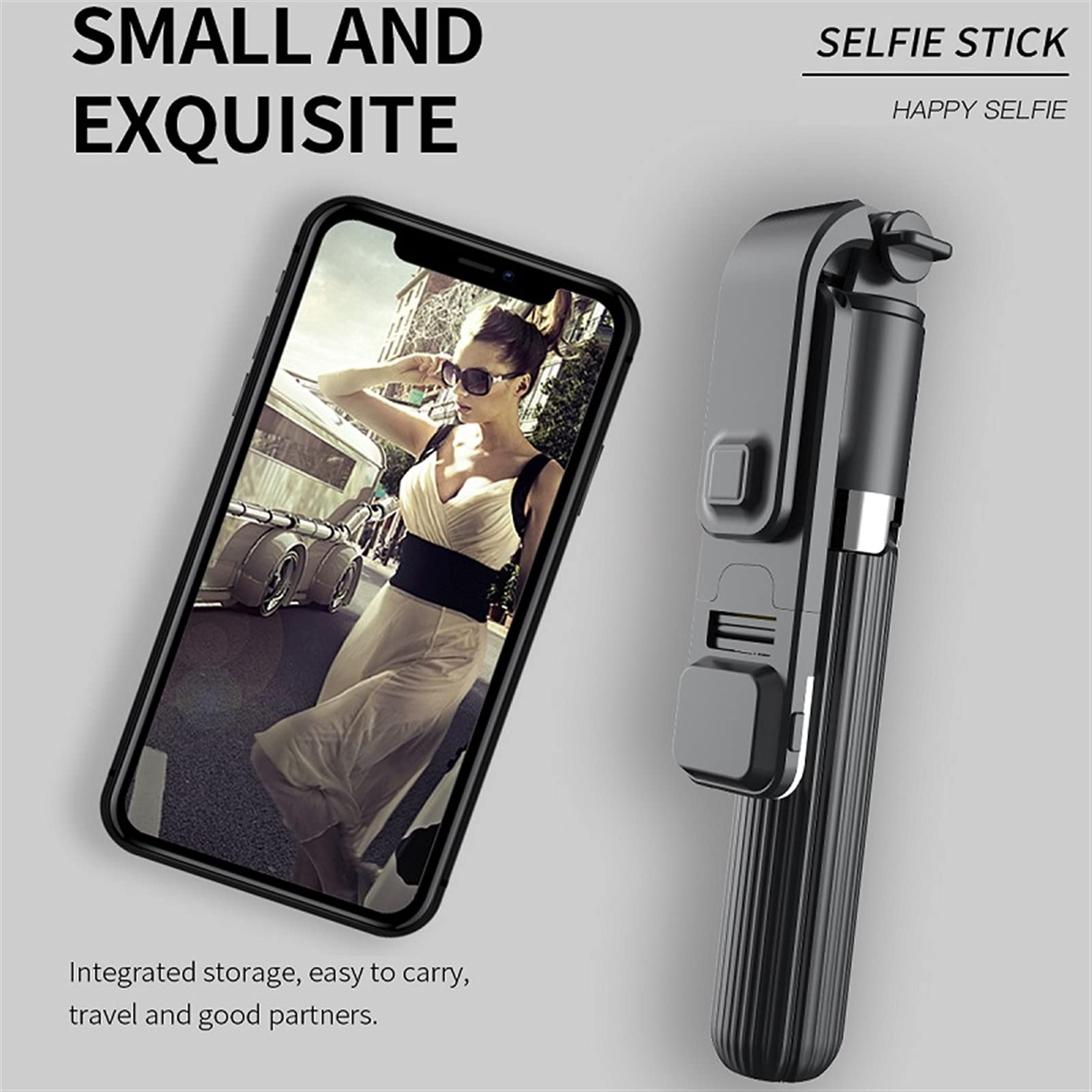 SCRUBY Wysokiej jakości stop aluminium Bluetooth Selfie Stick Wysuwany statyw Monopod ze światłem wypełniającym LED (A)