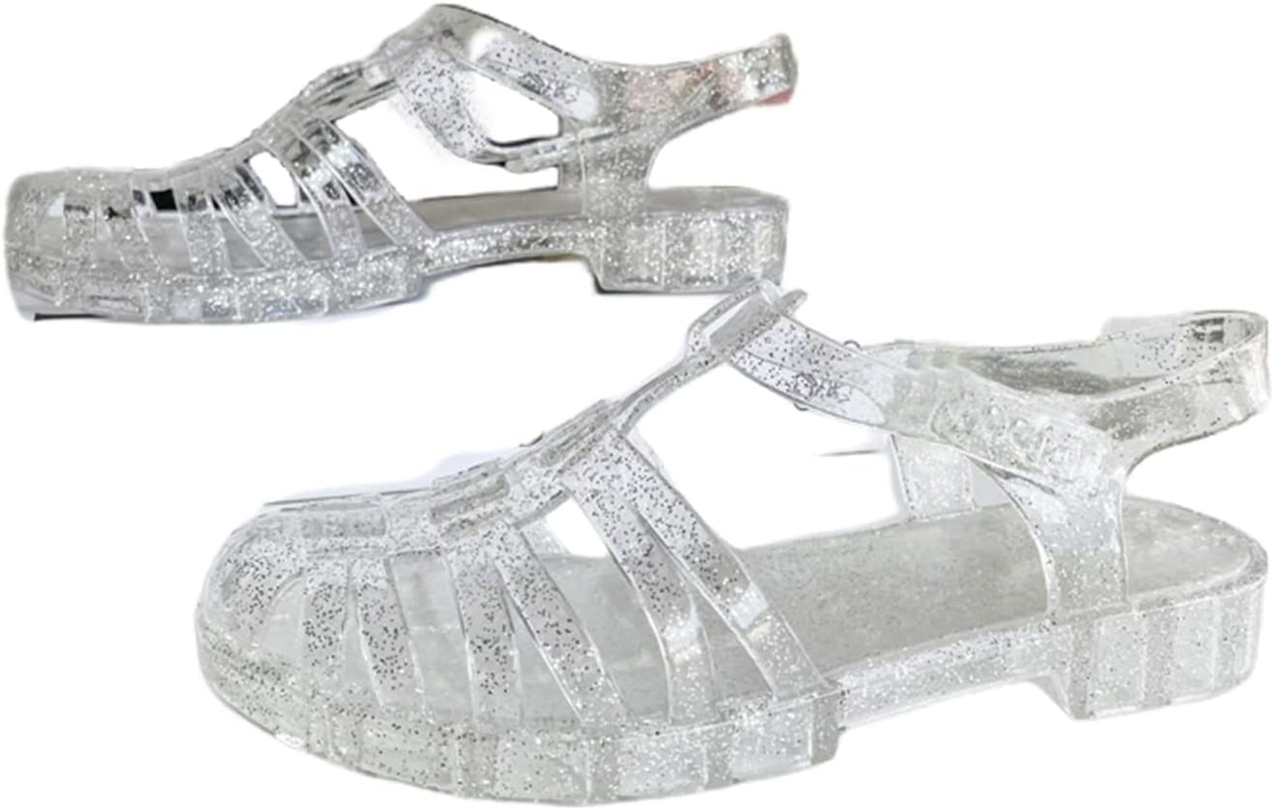 Sandali in gomma da donna,sandali in plastica unisex,scarpe classiche con fibbia trasparente da donna,scarpe da spiaggia in cristallo (Sandalen4,39EU