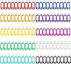 プラスチックキータグ タグ キーホルダー 名札 IDキーリングタグ 業務用 軽量 持ち運び 100個セット (10色)