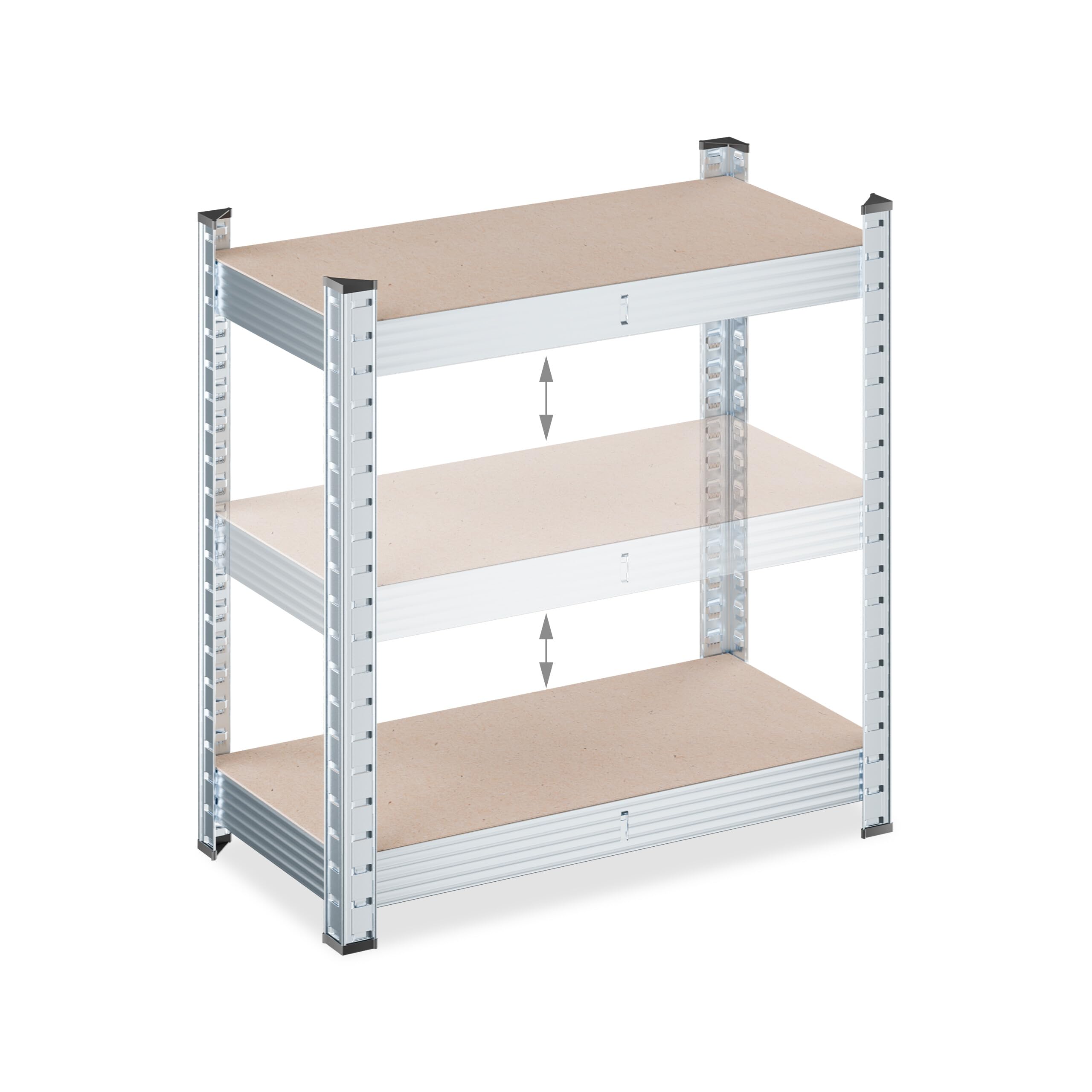 Relaxdays Scaffale Carichi Pesanti, 120x60x30 cm, 4 Ripiani Alta Portata 700 kg, Garage, Acciaio Zincato, Marrone Chiaro