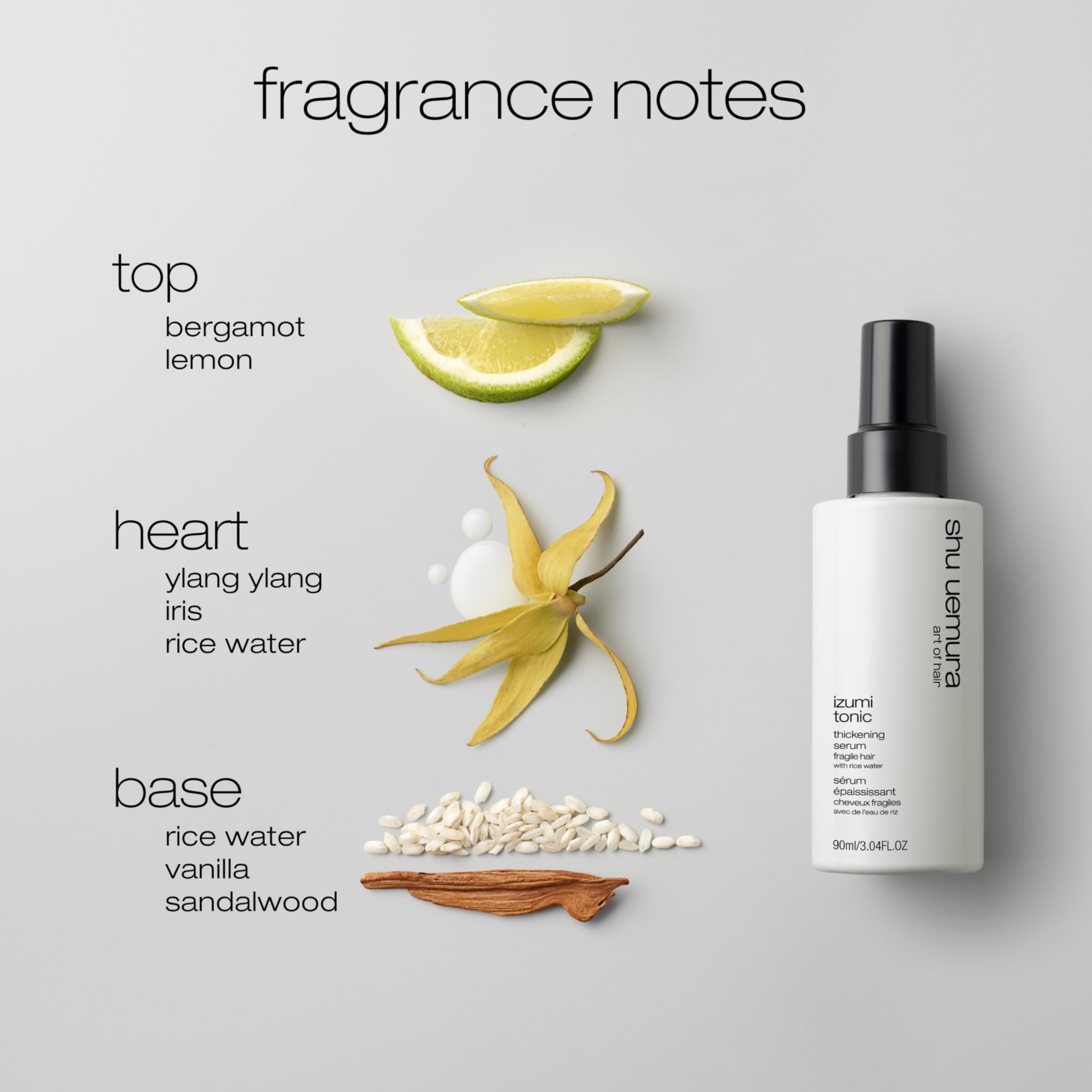 Shu Uemura, Izumi Tonic, Serum für fülligere Längen, Für brüchiges Haar, Mit Reiswasser und Ceramiden, Für fülligeres Haar mit weniger Spliss, 90 ml