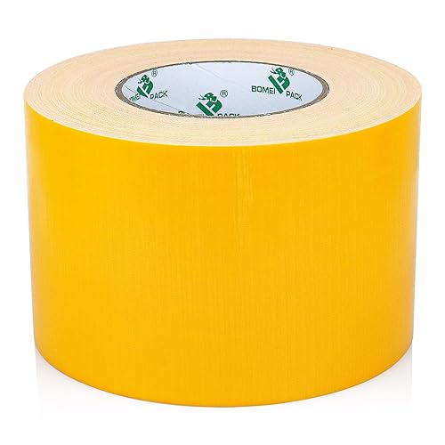 Miniatura 8 de BOMEI PACK Cinta de conducto amarilla de 4 pulgadas de ancho, cinta adhesiva industrial resistente al agua de color 9.0 mil x 4 pulgadas x 55 m para