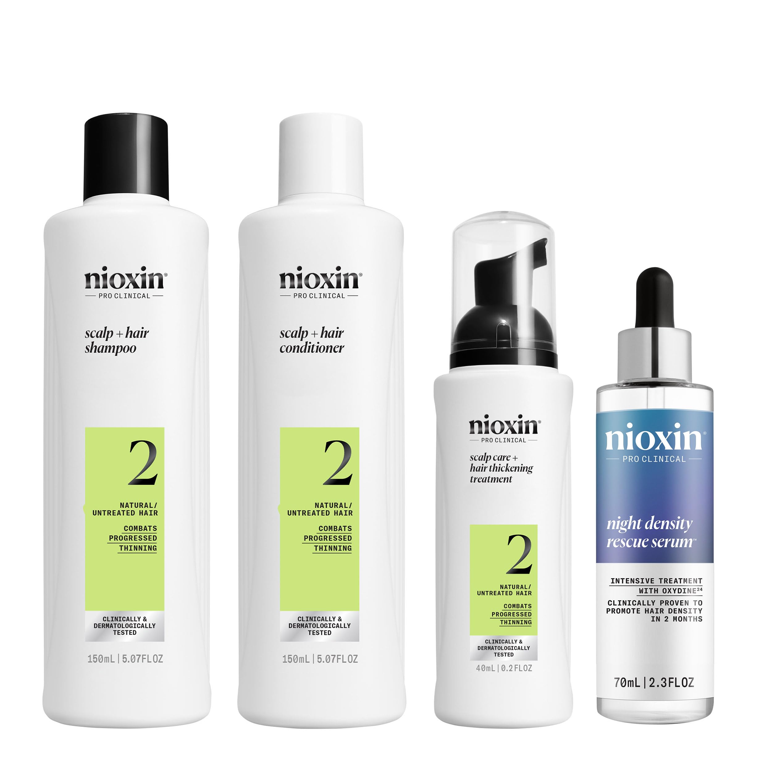 System Kit 2, Cleanse, Condition, & Treat the Scalp for Thicker & Stronger Hair, 3 Month Supply + Night Density Rescue, Overnight Leave-in Antioxidant Serum for Hair Density and Thickness