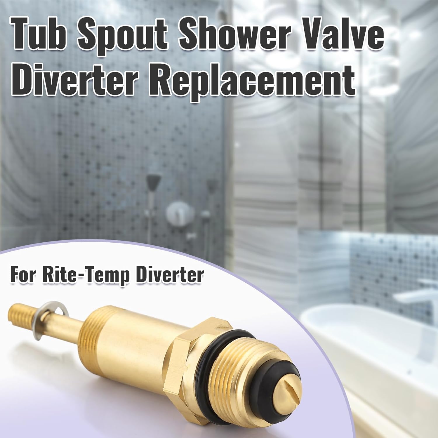Shower Diverter Stem Compatible with Kohler 89773, Faucet Diverter Cartridge Repair Kit, Tub Spout Shower Valve Diverter Replacement for Rite-Temp Diverter