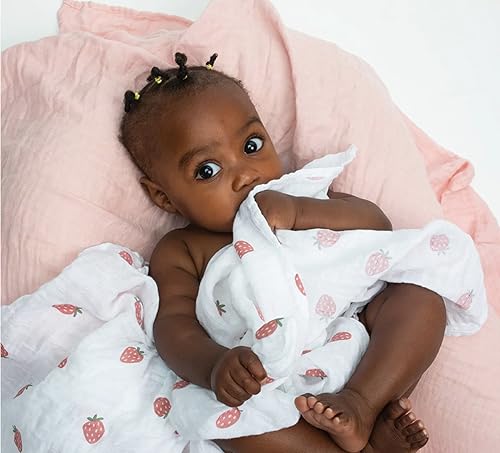 Miniatura 5 de lulujo Juego de manta bohemia de muselina de algodón, paquete de 2 (fresas y zapatillas de ballet)