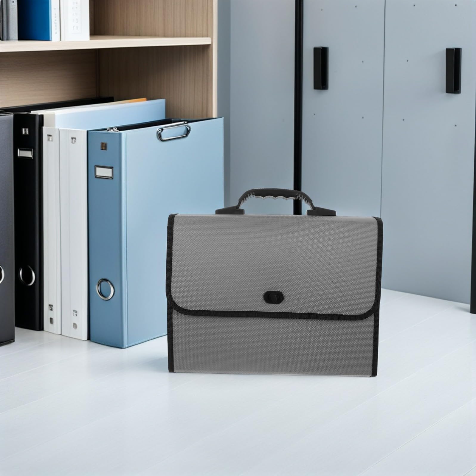 FOMIYES Porta Documenti Espandibile A4 con 26 Tasche in Plastica, Cartella Multi-strato con Maniglia, Chiusura a Fibbia, per Ufficio e Studio