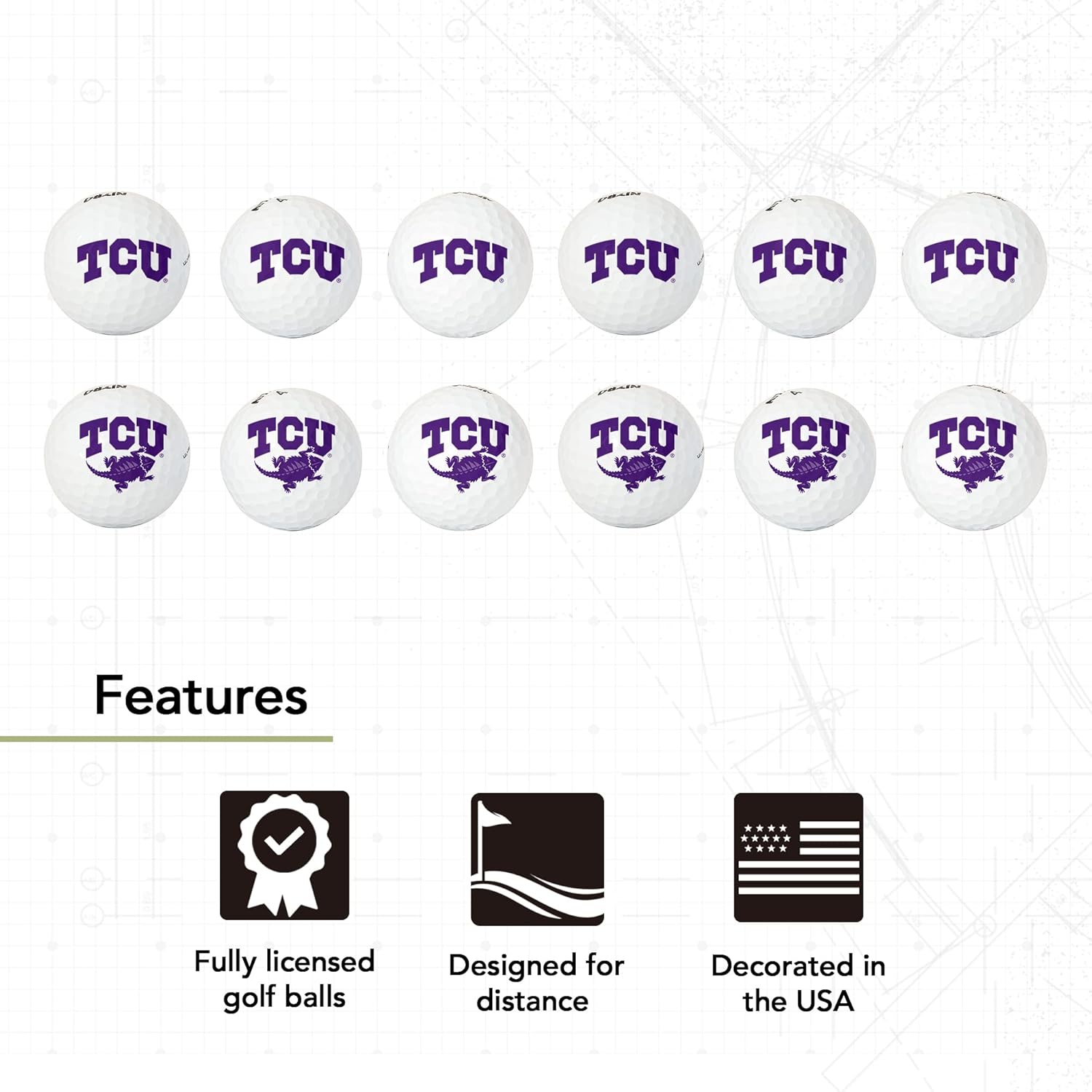 Desert Cactus Texas Christian University Golf Balls 12 Pack – TCU Horned Frogs Full Color Dozen – Officially Licensed Sport Team Accessory