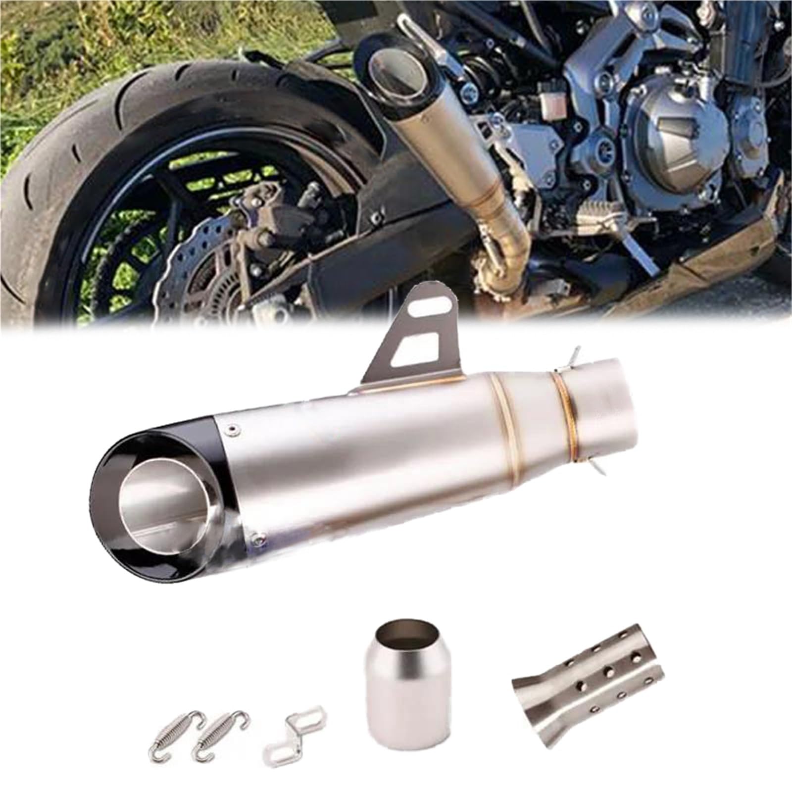 Accessoires d'échappement moto argent 51mm finition premium