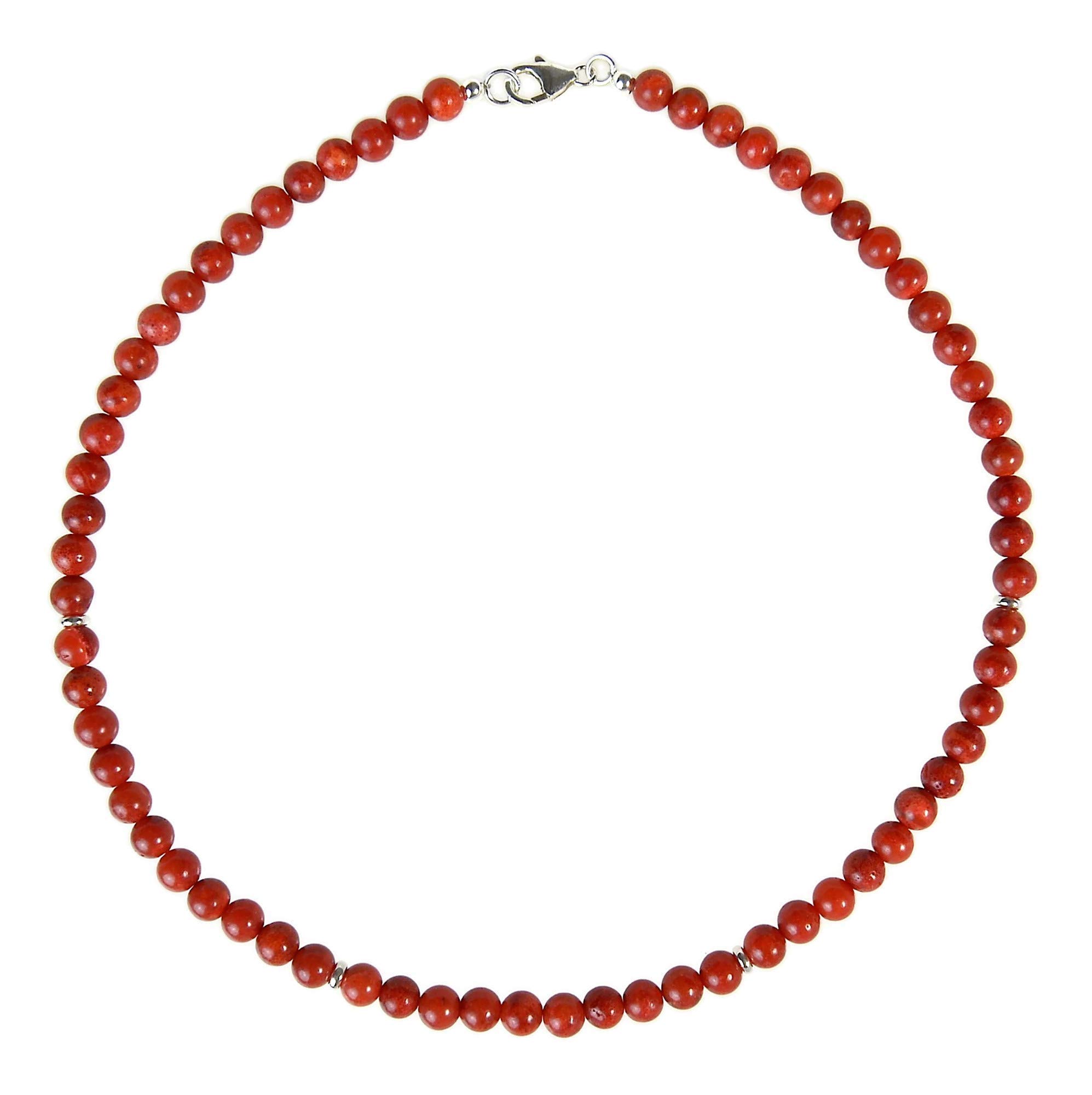 Korallenkette - Schaumkoralle Kette - 925 Silber - 6mm Kugelkette