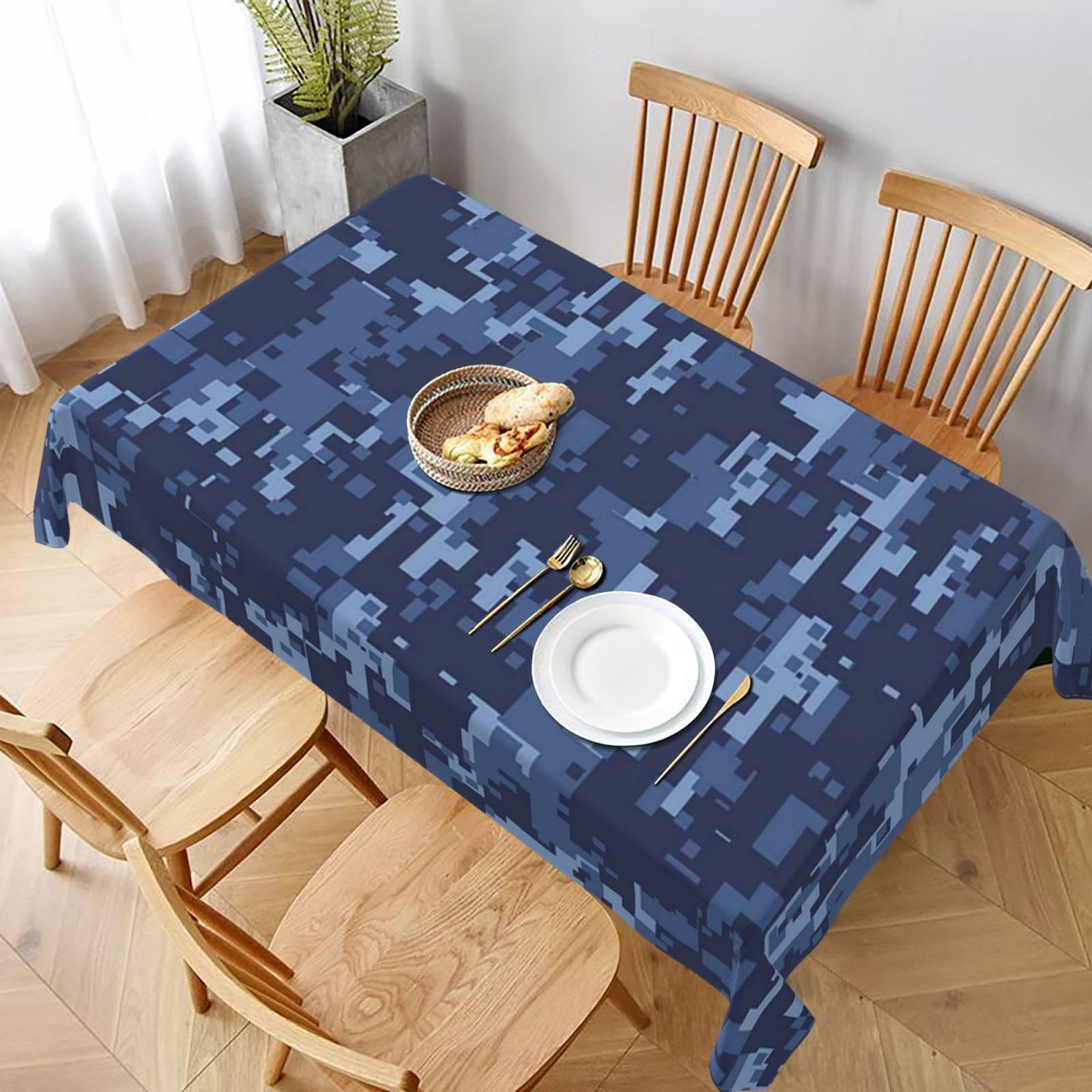 BNVSADC Camouflage Pattern Printed Rectangle Tablecloth 228x152 CM, Water Resistant Polyester Table Cloth Decorative Fabric Table Covers for Kitchen Dining Table Parties Camping