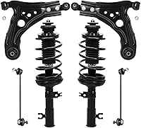 Vista 238 de Detroit Axle - Kit de puntales delanteros para Ford 2000-2004 Focus 2 puntales con muelle helicoidal 2 brazos de control inferiores con rótulas 2001