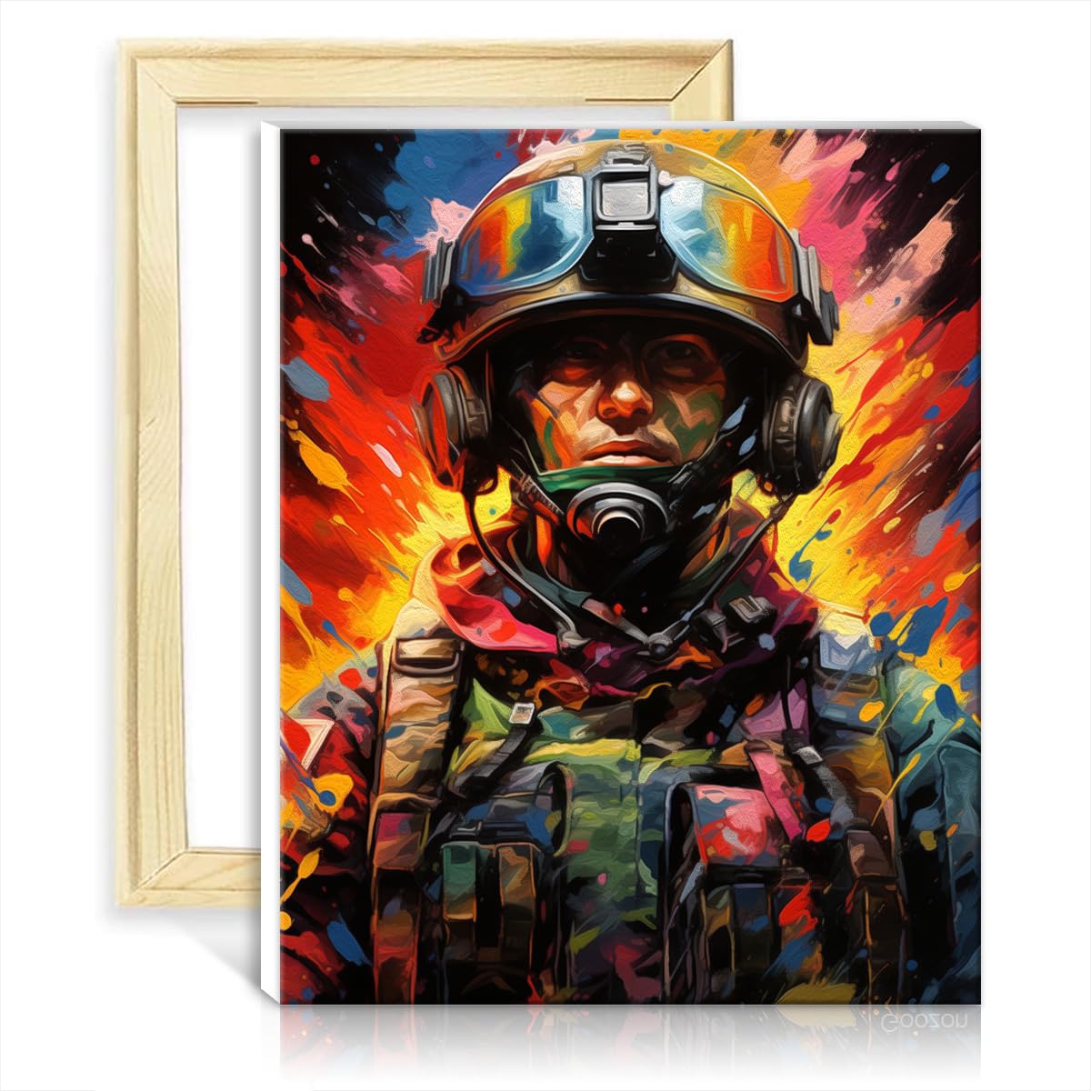 Tangfeiy As03 Soldiers Canvas Oil Painting Kit Soldiers Adults Beginner Canvas Oil Painting Kit With Brushes And Acrylic Pigment On Canvas Wall Decor Gifts No Frame(40X50cm)