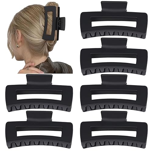 Miniatura 69 de Pinzas grandes para el cabello de 4 pulgadas, 6 clips cuadrados grandes para cabello grueso, accesorios rectangulares antideslizantes